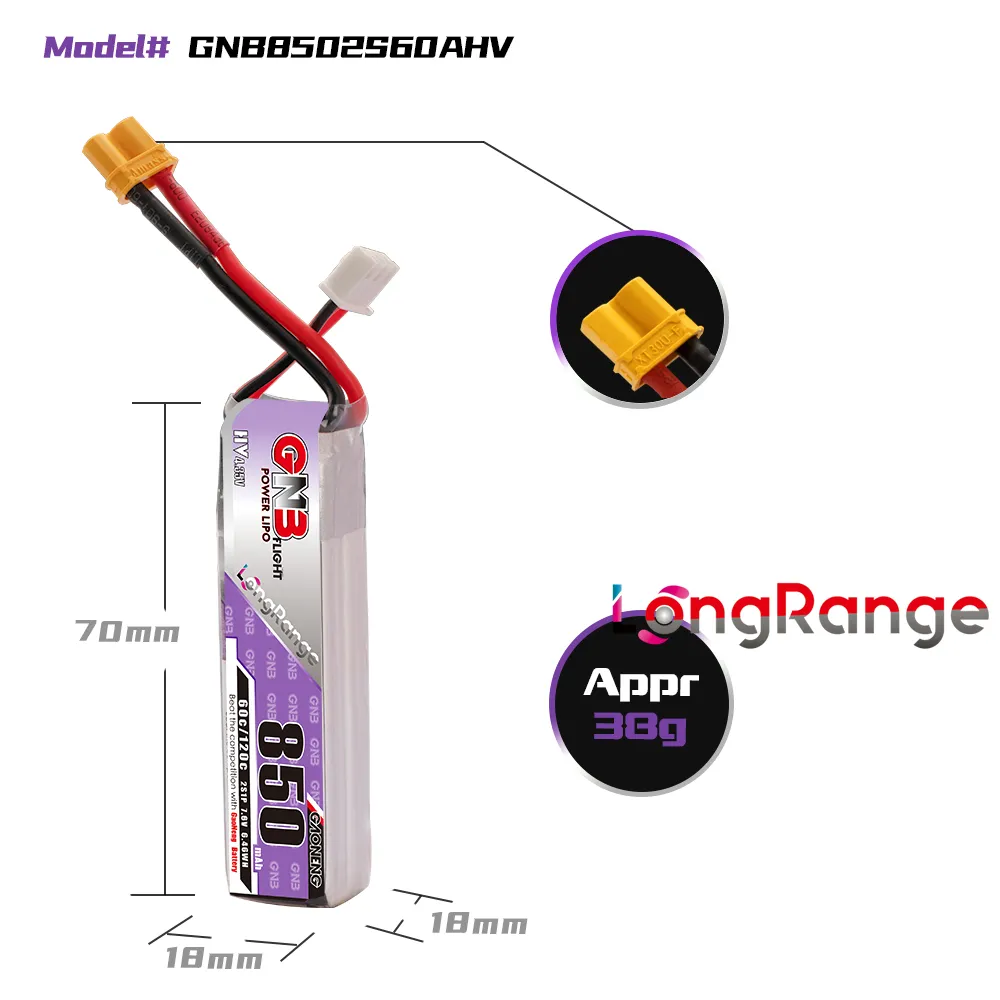 GAONENG GNB LiPo Battery 850mA - Drone Kit Long Range recension och pris